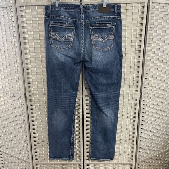 BKE Nolan Straight Leg Jeans Men’s Size 36 X Long Blue Faded Wash Stretch Denim - Picture 2 of 10